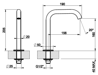Излив для раковины Gessi Flessa 54091.239 отдельностоящий брашированная сталь